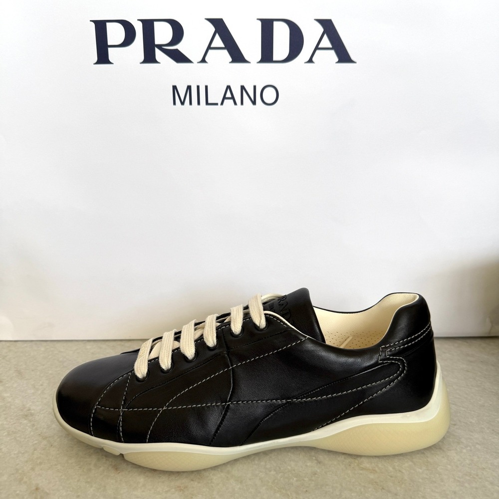 Prada re-edition Men's Black Nappa Leather Sneakers Shoes 2EE429, Size UK 11 - Picture 4 of 16